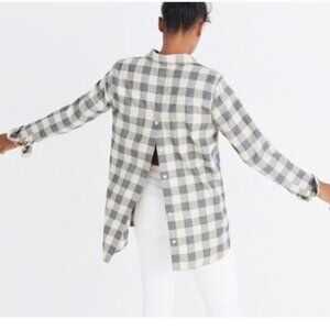 MADEWELL Classic Ex-Boyfriend Button-Back Shirt Buffalo Check Plaid Sz L